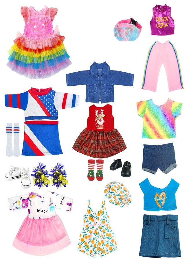 ARTST 18-inch-Doll-Clothes-Accessories ARTST 18 Doll Accessories American Doll Clothing Dress Outfit Set with Hat Shoes Socks WaistBag for Girls - Image 2